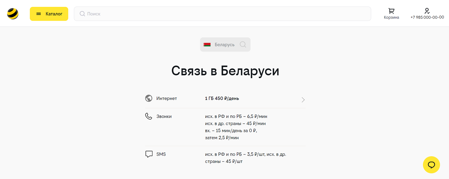 Стоимость роуминга билайн в Беларуси<br>